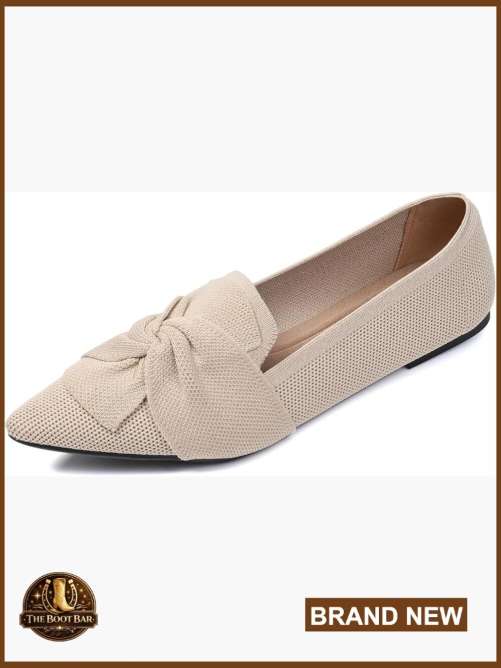 Women's Pointed Toe Ballet Flats with Bow Details Knit Dressy Flats
